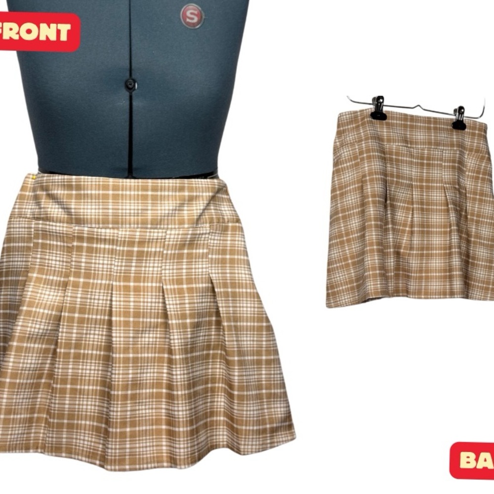 Forever 21 Tan Brown Skater Mini Skirt Pleated